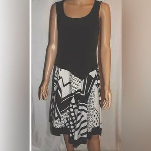 Black and white, asymmetrical skirt tank dress